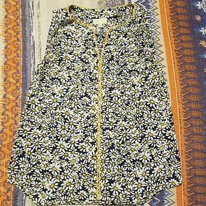 Modcloth Daisy Print Sleeveless Blouse